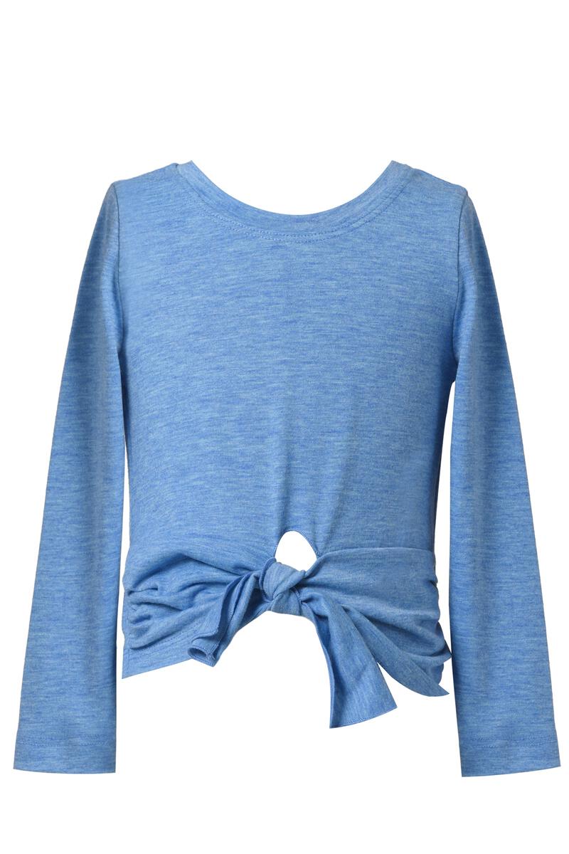 Girls Long Sleeve Solid Tie-Front Top