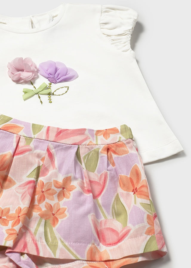Floral Embellished Shirt w/ Linen Short