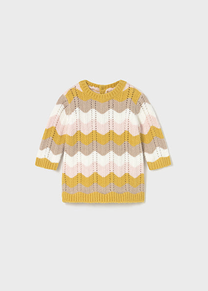 Baby Girl Wave Block Knit Dress