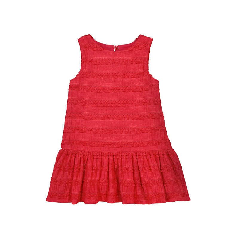 Girls Textured Lace Sleeveless Drop-Waist Dress