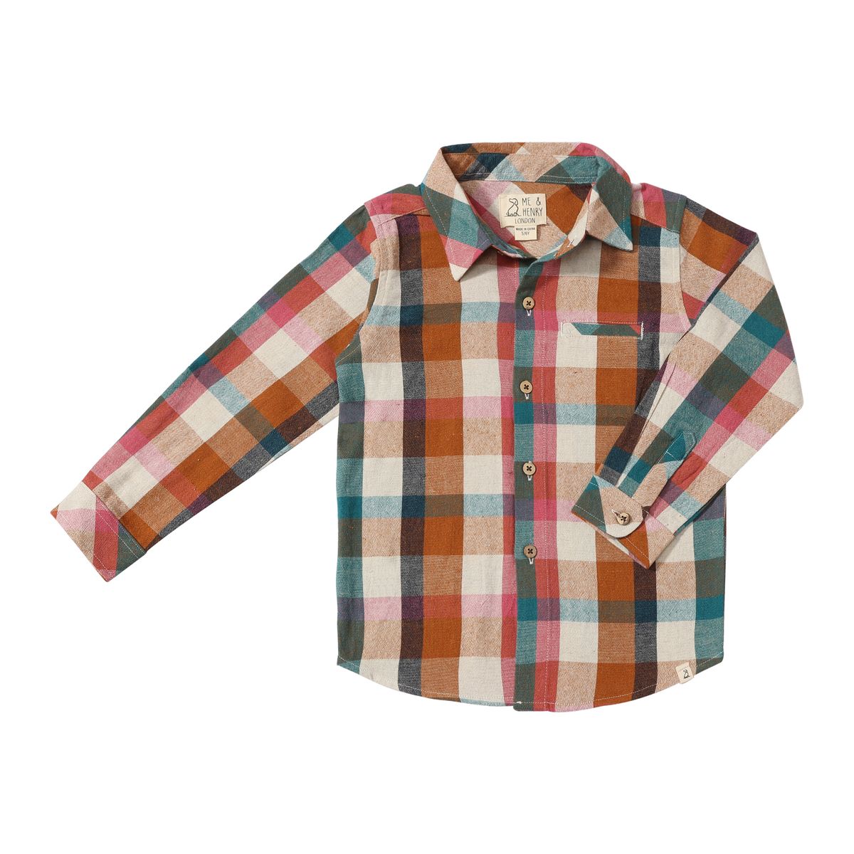 Boy's Linen Woven Plaid L/S Shirt