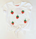 Girl Front Tie Top with Crotchet Strawberries