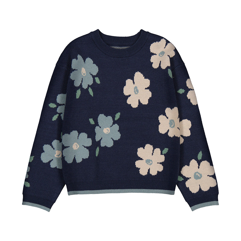 Girl Jacquard Floral Sweater