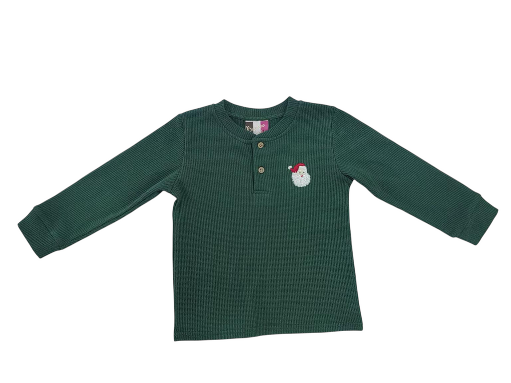Boys L/S Waffle Knit  Santa