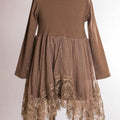 ML Fashions Long Sleeve Asymmetrical Dress, Taupe