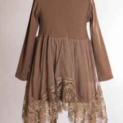 ML Fashions Long Sleeve Asymmetrical Dress, Taupe