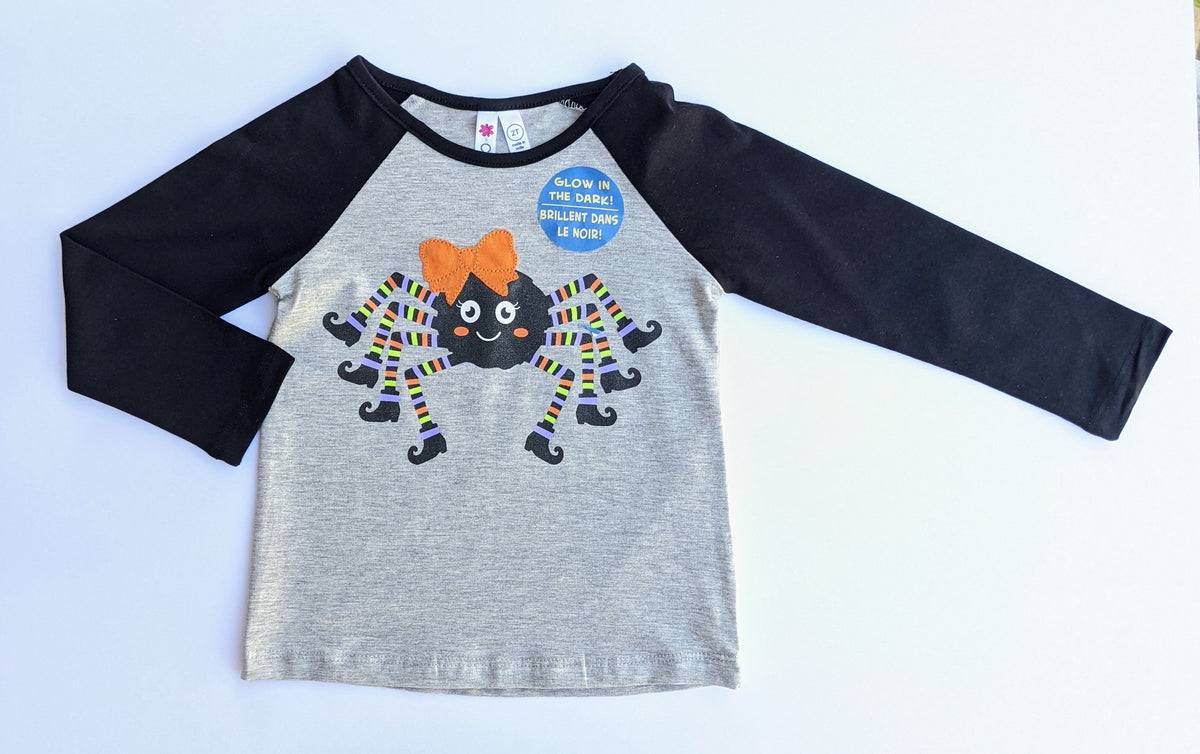 Halloween Grey Mix Spider Print w/Applique Bow