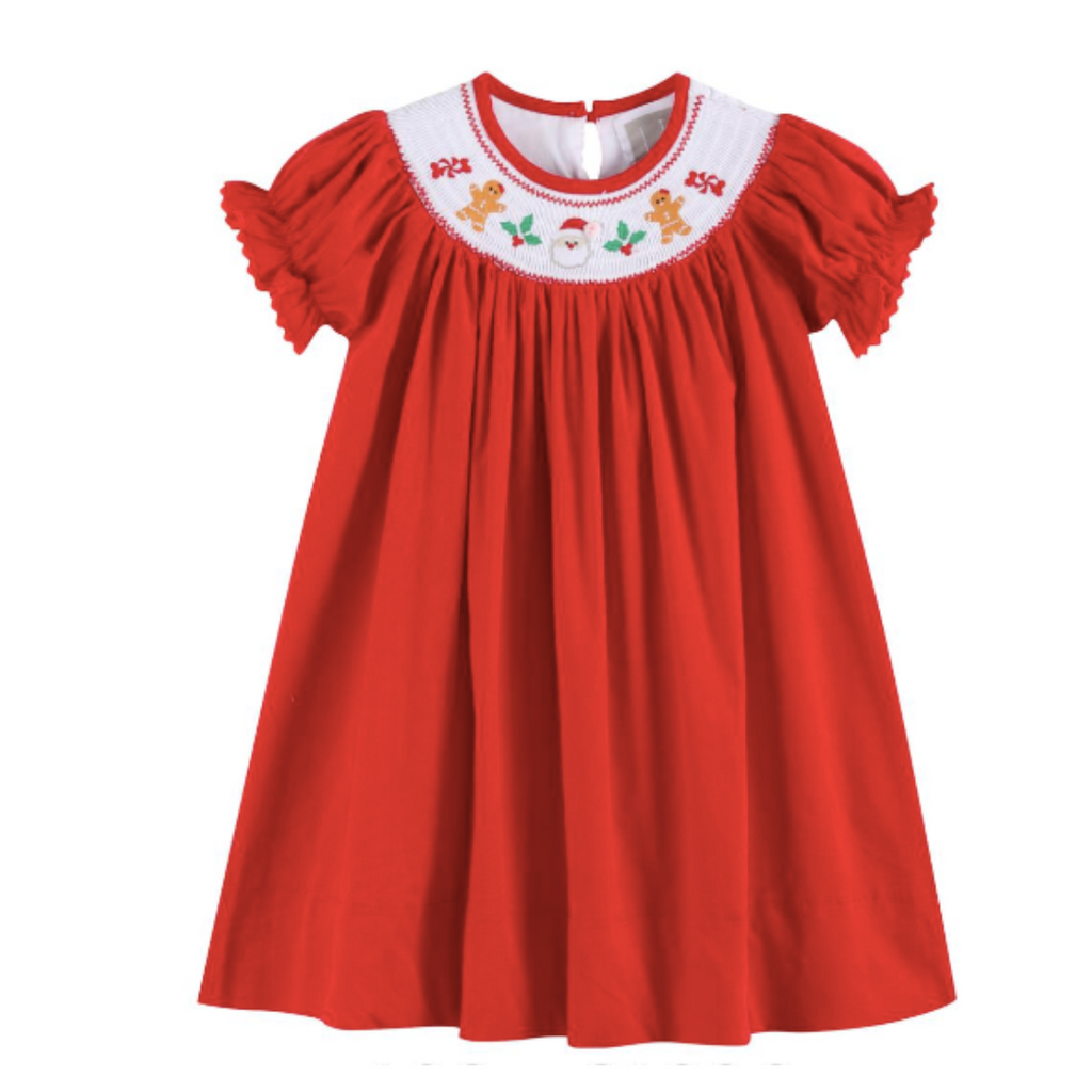 Velour Christmas Smocked Bishop Dress