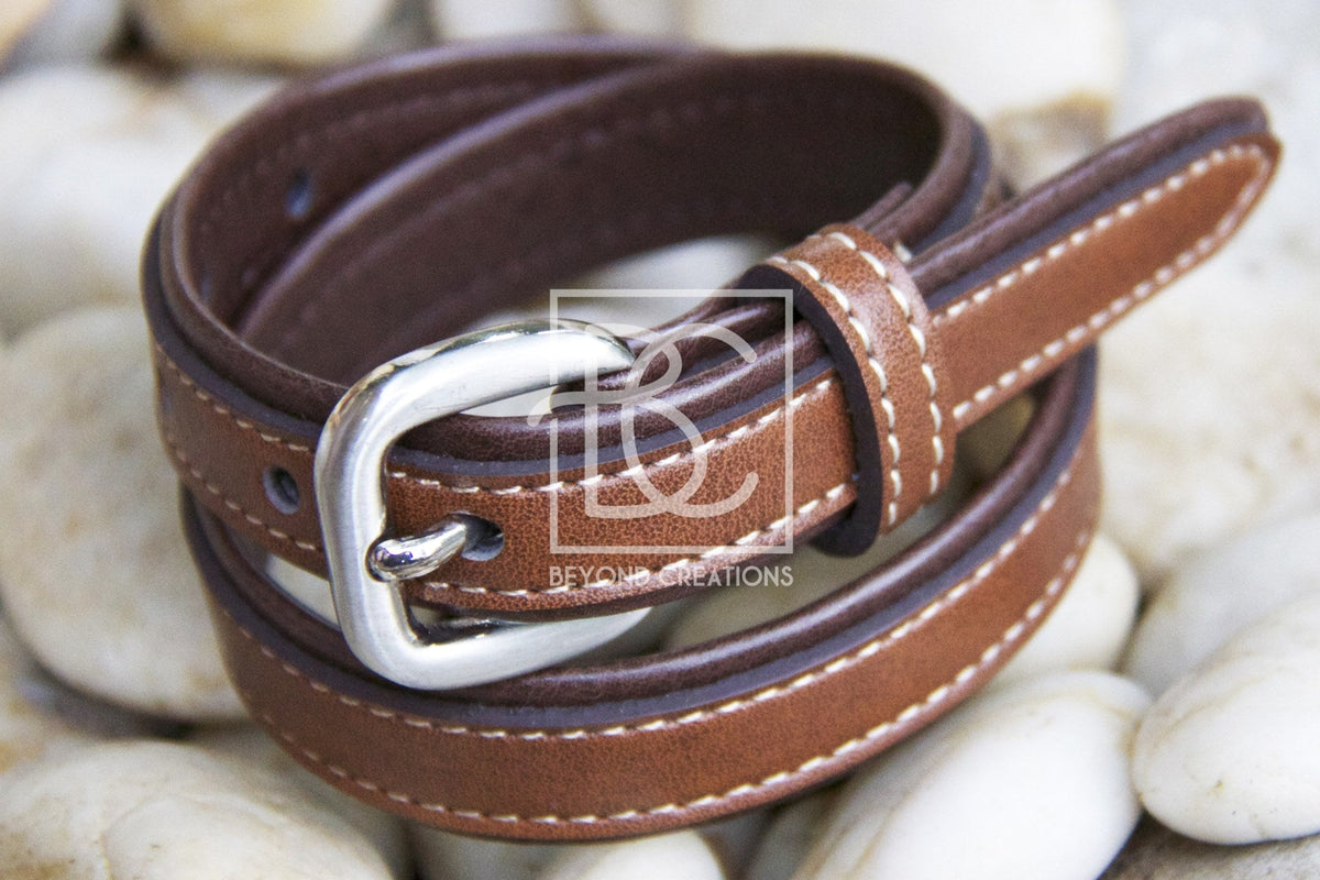 Double Leather Belt- Brown-Light Brown