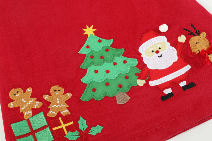 Santa Corduroy Applique Bow Dress