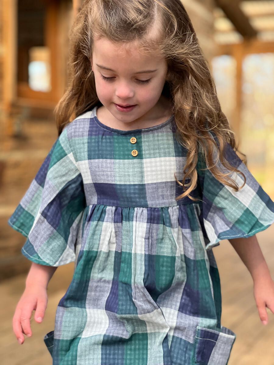 Korin Flared sleeve Plaid Dress