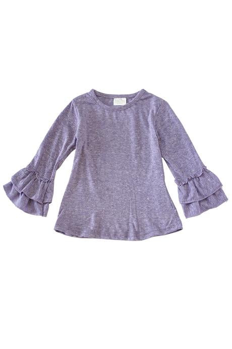 Long Sleeve Solid Ruffled Top