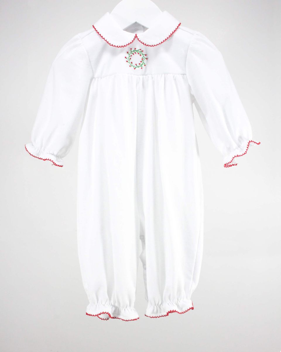 Christmas Wreath Baby Girl Romper