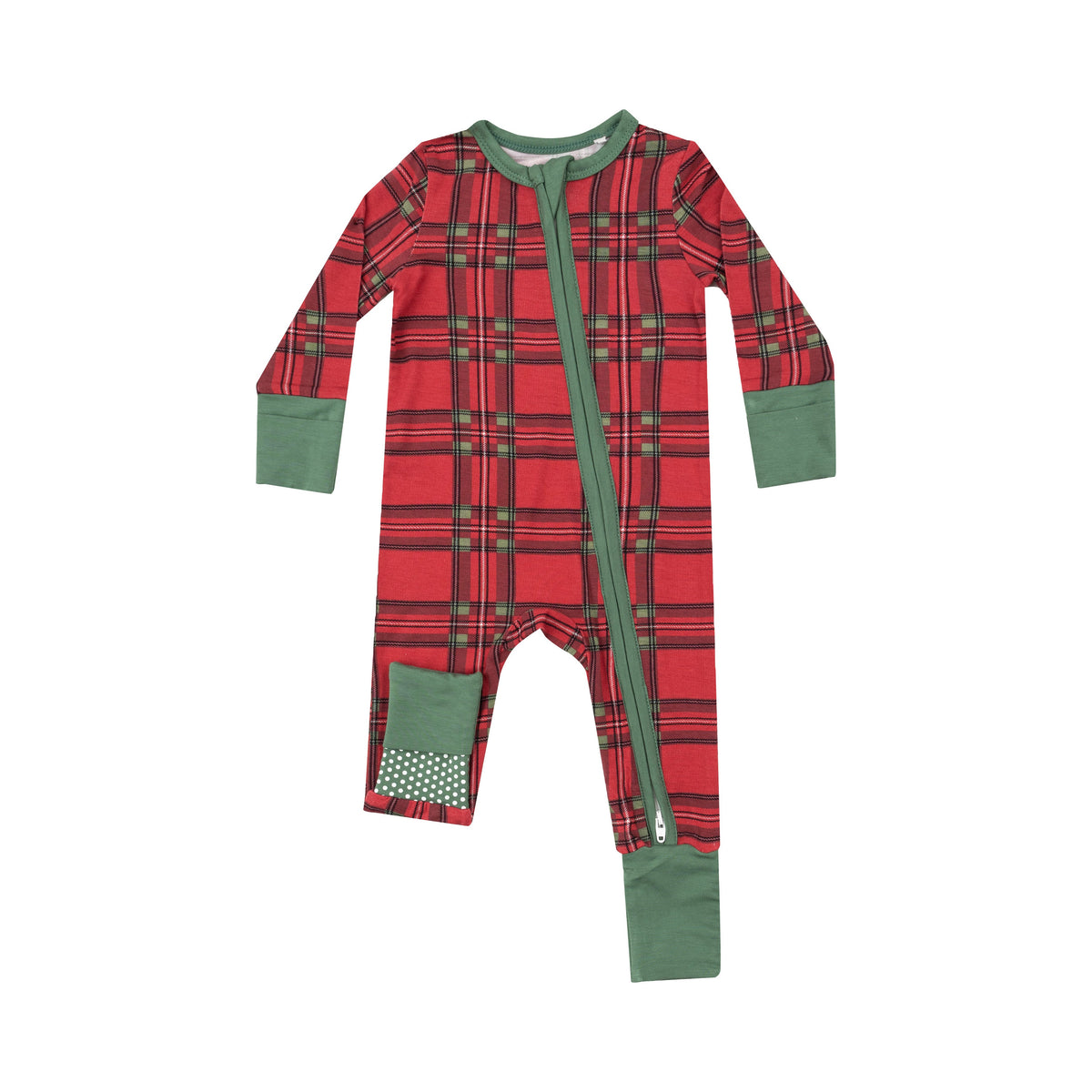 Baby 2-Way Zipper Vintage Holiday Plaid Romper