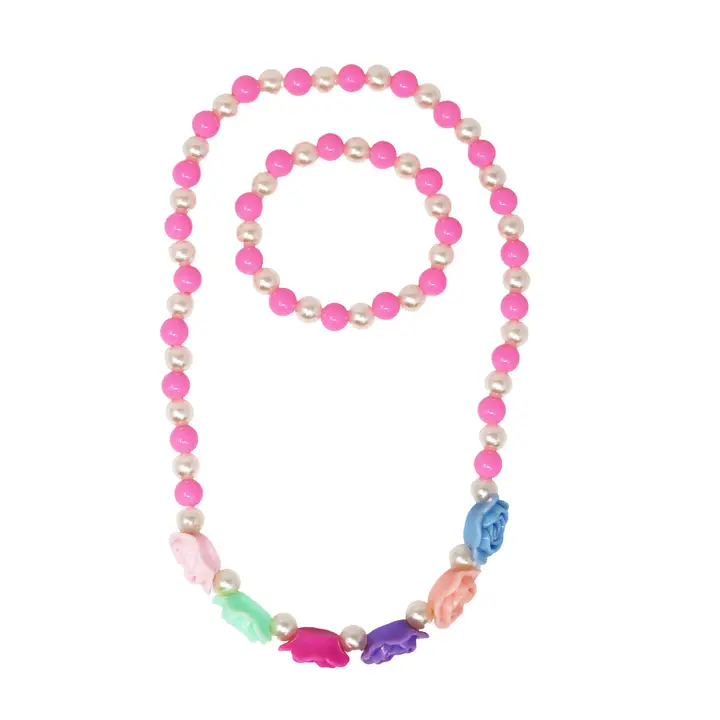 Girl's Pearlescent Necklace & Bracelet Set