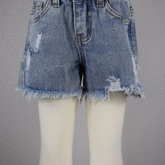 Junior Shaggy Hem Denim  Shorts