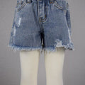 Junior Shaggy Hem Denim  Shorts