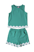 Girl 2 pc Short Set w/Ric-Rac Trim