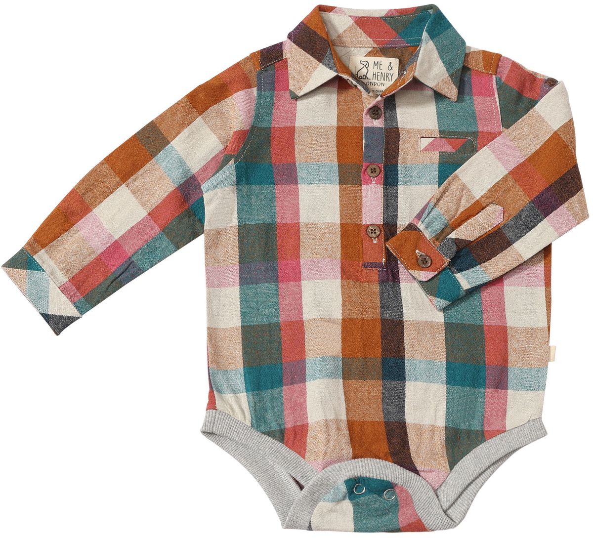 Linen Woven Plaid L/S Romper