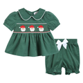Pinwhal Corduroy Santa Smocked Dress & Bloomer