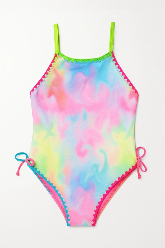 Marbled 1 pc Swimsuit w/Emb Trim