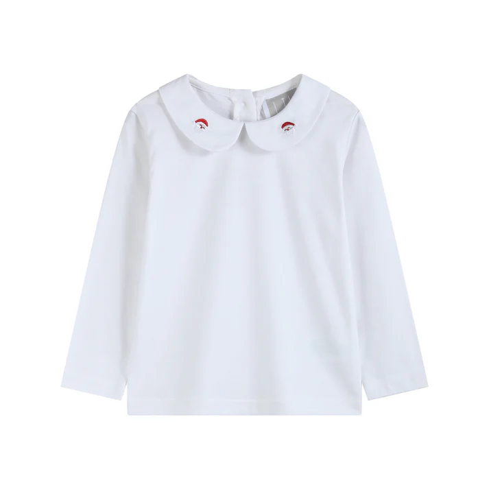Cotton  Santa Appliqued Collard Shirt