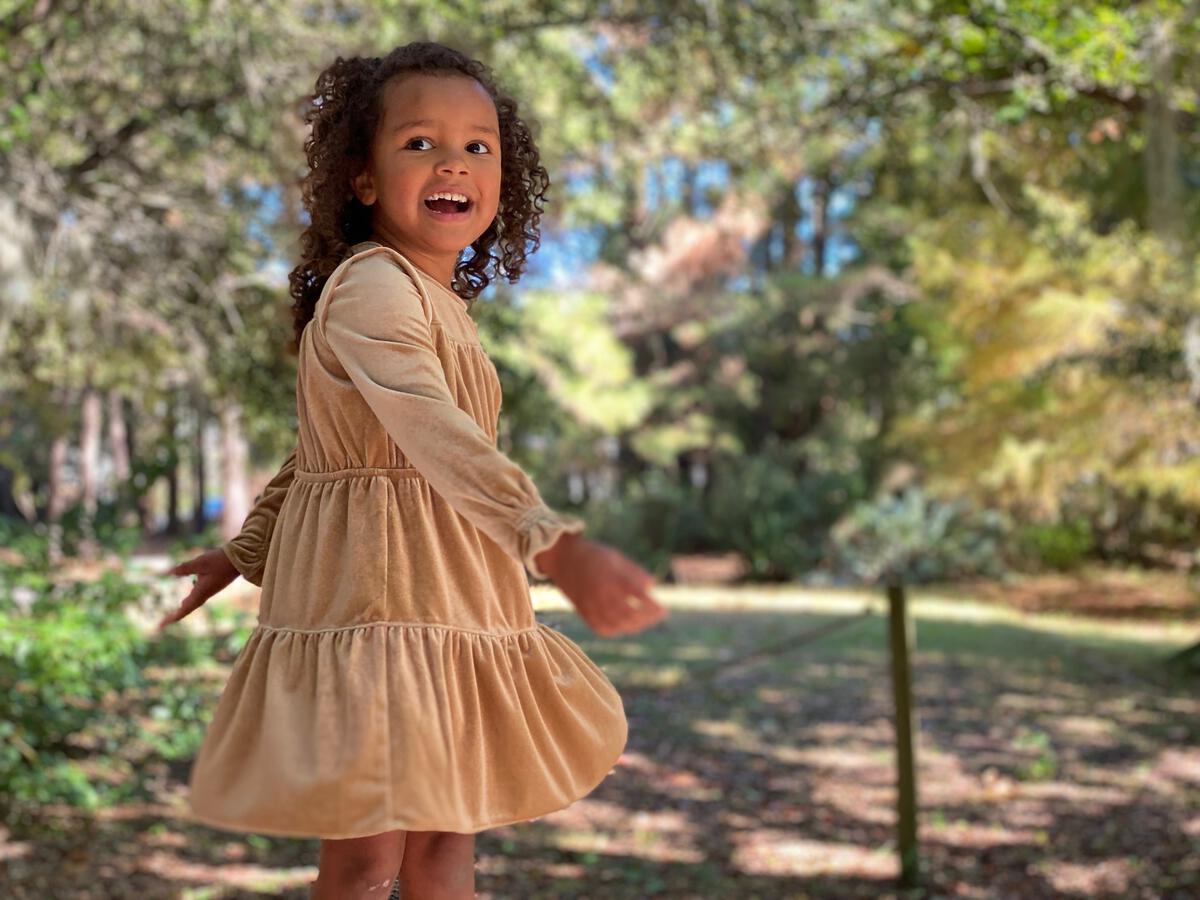 Girl Velveteen L/S  Tiered Dress