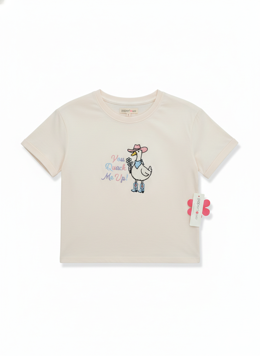 Junior Girl Embroidery Crop T-Shirt