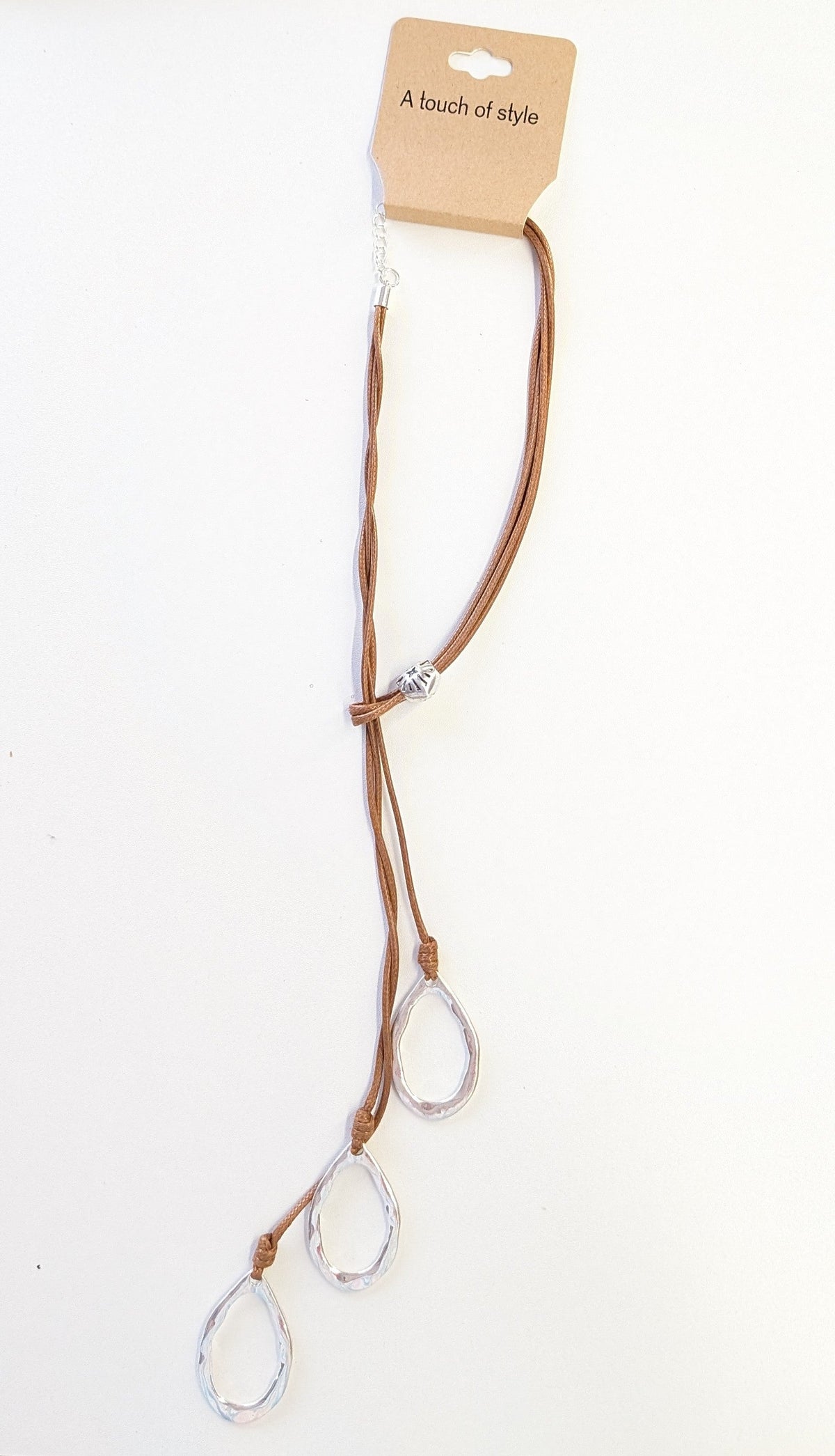 Long Leather Necklace w/Silver