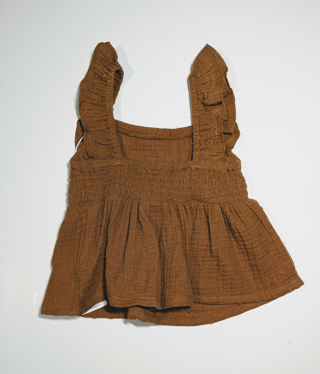 Girl Flutter Strap Muslin Top