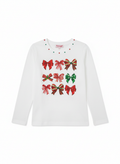 Holiday Girls Bow Sequin L/S Tee