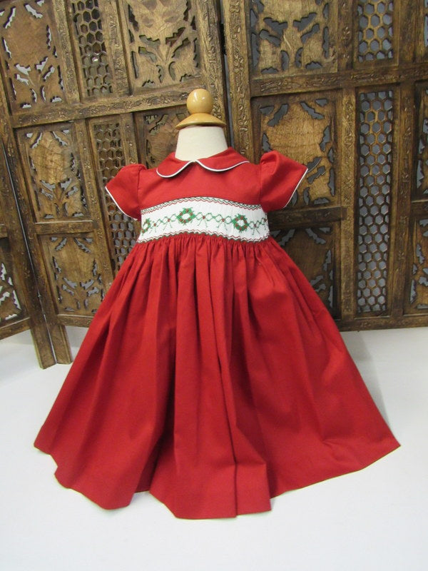 Short Sleeve Smocked Chistmas Dress