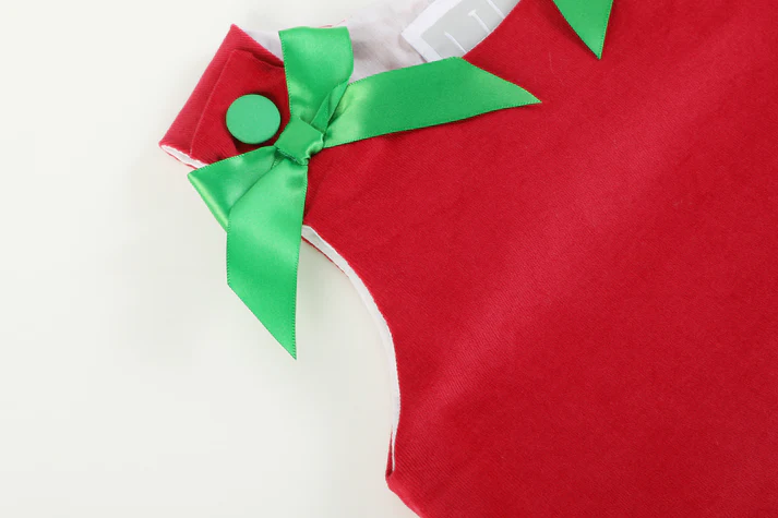 Santa Corduroy Applique Bow Dress