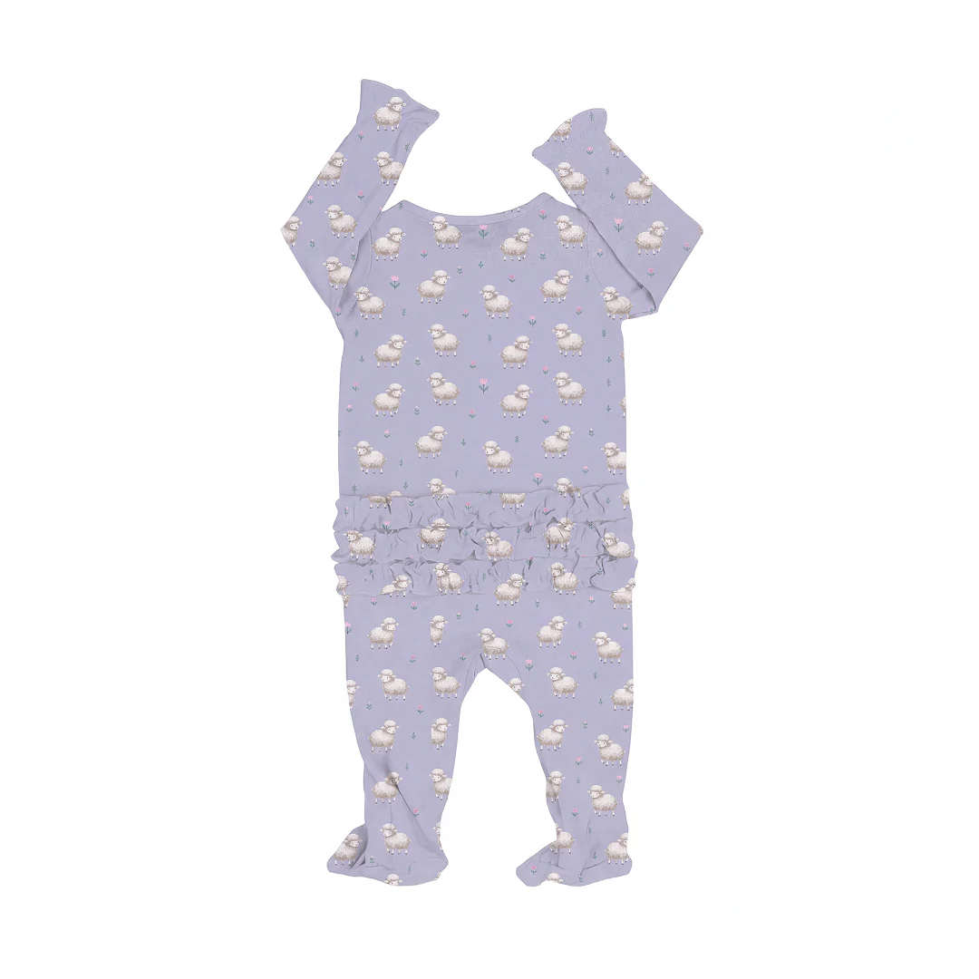 Sweet Bamboo Ruffled Zipper Footie