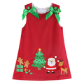 Santa Corduroy Applique Bow Dress