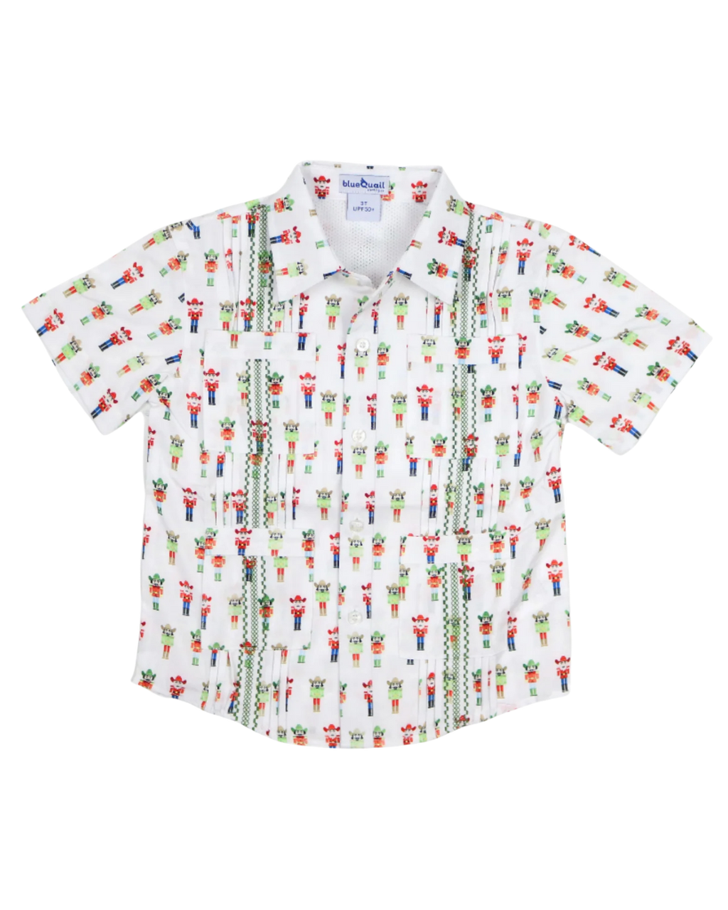 Blue Quail Christmas Guayabera