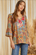 Women's L/S Bell Embroidered Top
