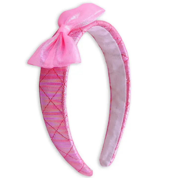 Wide Iridescent Quilted Bow Headband