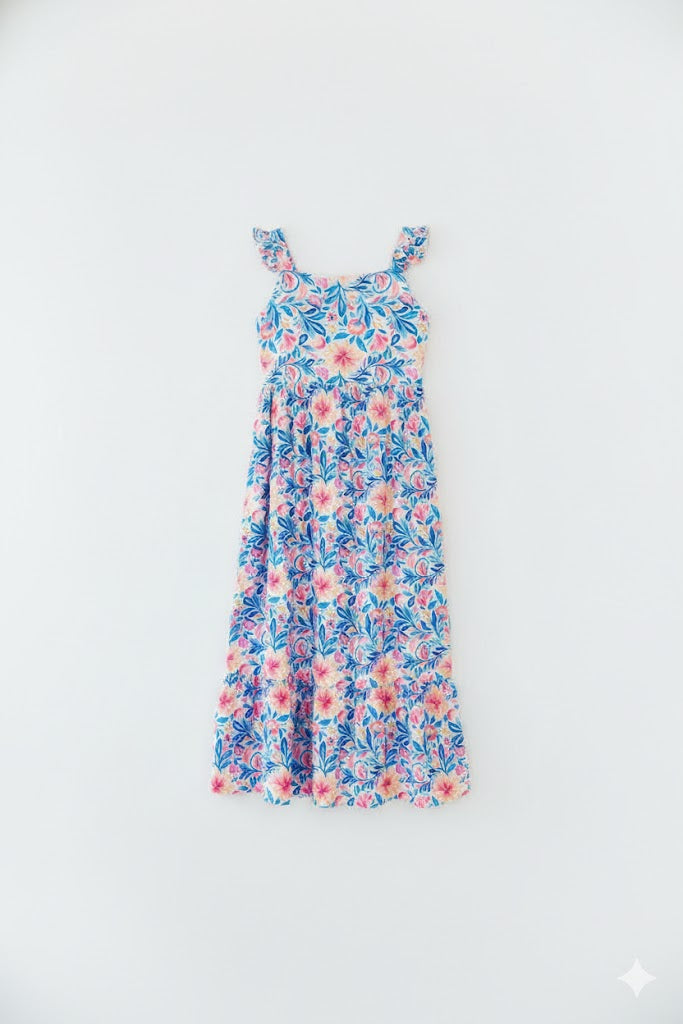 Watercolor Floral Tiered Maxi Dress