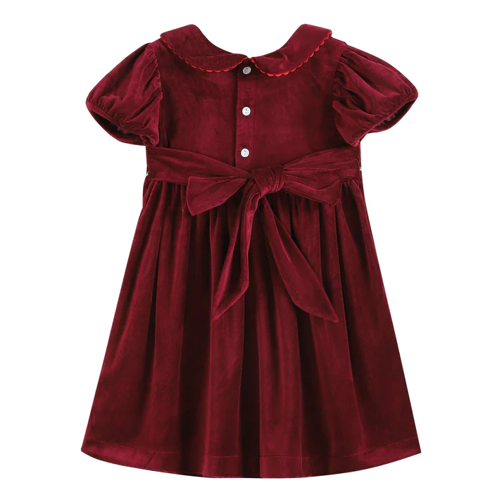 Girl S/S Smocked Front Christmas Dress