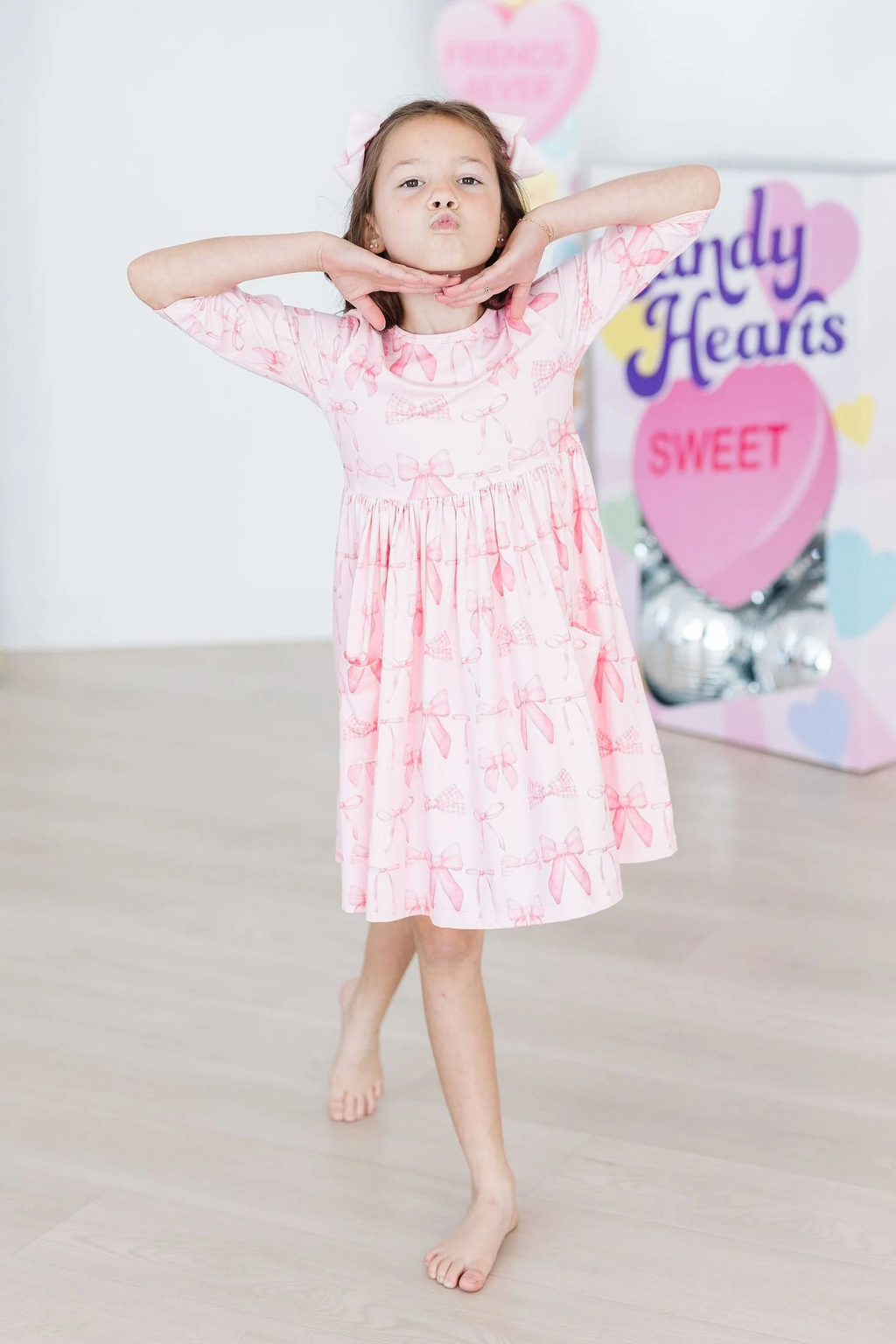 Girl 3/4 Sleeve Pocket Twirl Dress