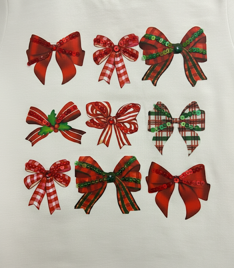 Holiday Girls Bow Sequin L/S Tee