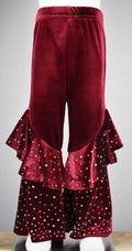 Junior Girl Flared Velvet Rhinestone Pant