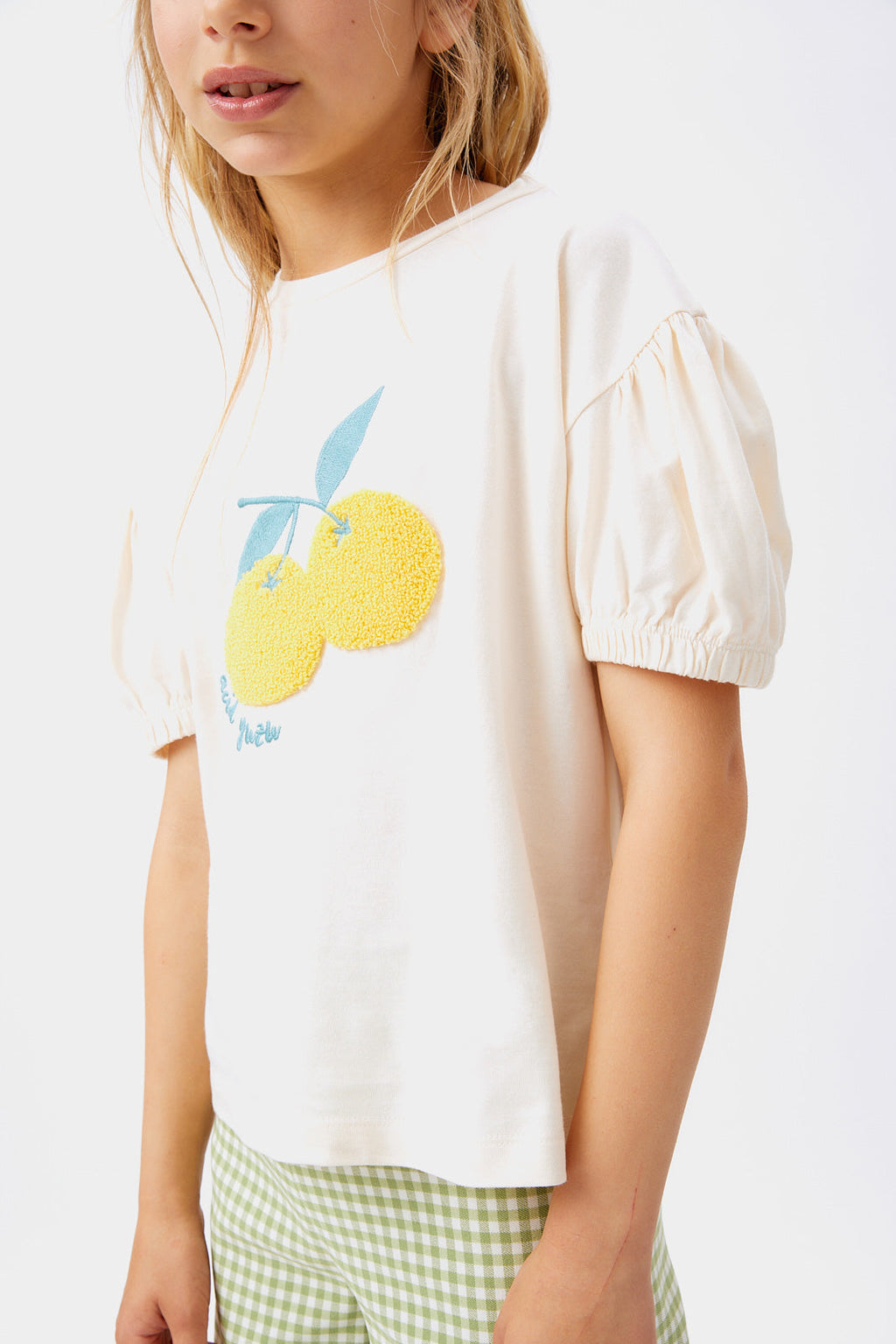 Junior S/S Lemon Applique T-shirt