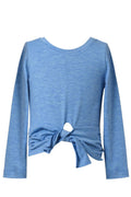 Girls Long Sleeve Solid Tie-Front Top