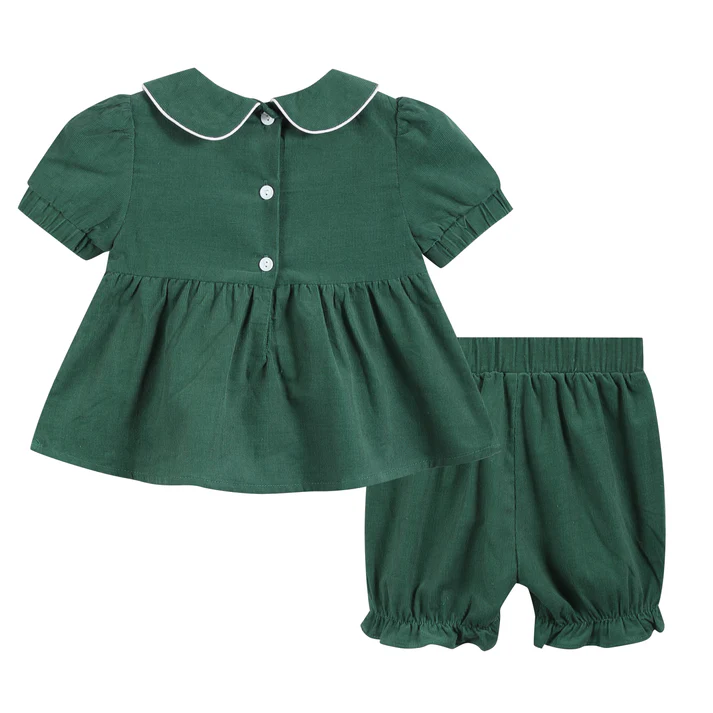 Pinwhal Corduroy Santa Smocked Dress & Bloomer