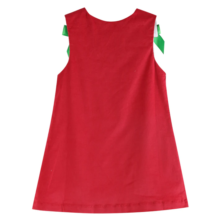 Santa Corduroy Applique Bow Dress