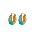 Statement Turquoise Glass/Gold Earrings