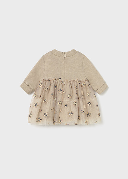 Baby Knit Dress w/Leopard Tulle