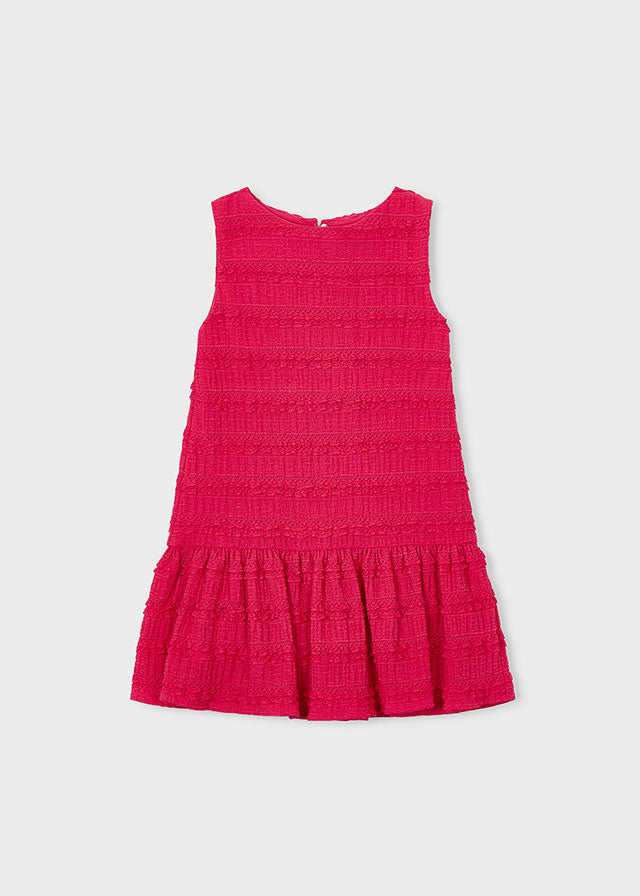 Girls Textured Lace Sleeveless Drop-Waist Dress
